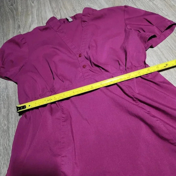 Vintage Y2K purplish fushia pink babydoll officecore button-up top - Picture 13 of 14